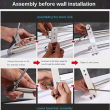 1pc Towel Rack With Towel Bar, Stainless Steel Bathroom Shelf, Wall Mounted Towel Holder, Towel Storage Rack For Bathroom, Towel Hanger With Hooks, Bathroom Accessories - Silver - View 6