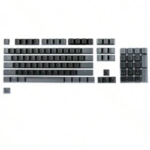 Set de teclas translúcidas negras y grises de 105 teclas, perfil OEM, material de PBT transparente. Teclas compatibles solamente con teclados mecánicos Cherry y Gateron con 61, 87 o 104 teclas. - negro gris - Ver 2