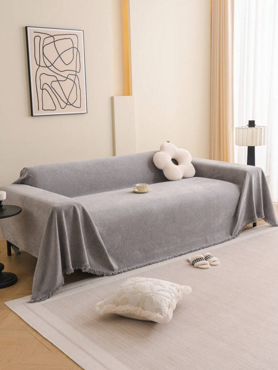 1pc Chenille Modern Non-Slip Sofa Cover, All-Season Versatile Sofa Blanket, Couch Protector, Suitable For Sofa, Tablecloth, Picnic Mat, Bedroom, Living Room, Office, Herringbone Simple Decor