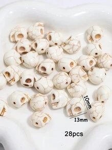 beadia 6/8/10 毫米骷髅形白纹石绿松石散珠适用于制作珠宝 DIY 手链和项链