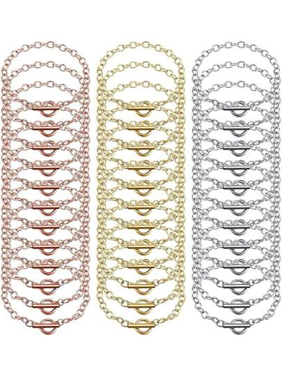 10入組不銹鋼ot型扣環鏈製手鍊,diy首飾製作,女式首飾材料,黃金、銀色和玫瑰金