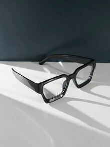 1 Pair Women's Black Plastic Square Retro Fashion Thick Frame Luxury Chic Casual Eyeglasses, Suitable For Daily Commute And School - Clear - View 3