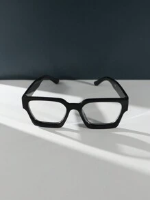 1 Pair Women's Black Plastic Square Retro Fashion Thick Frame Luxury Chic Casual Eyeglasses, Suitable For Daily Commute And School - Clear - View 2