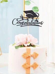 1 Pc Congratulations 2024 Graduation Cake Topper,Congrats Grad Cake Decor - 2024 High School/College/Senior Graduation Party Decorations Supplies - Black - View 3