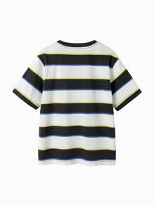 Balabala Tween Boys Base Layer T-Shirt, Kids' Short-Sleeve Top, 2024 New Collection, Striped Summer Wear - Black and White - View 6