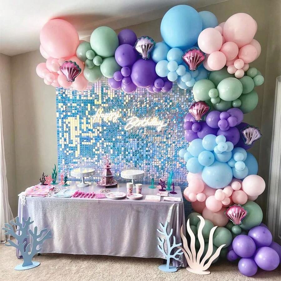 Shimmer Wall Backdrop Rainbow Silver Sequin Backdrop 10 Panels 30*30CM