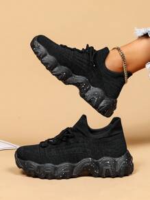 Ladies' Casual Sports Shoes Fashionable Athletic Sock-Shoes, Breathable, Four Seasons