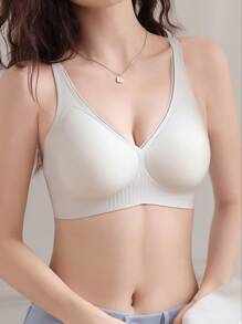 Women Comfortable Wire-Free Bra For Lifting And Preventing Sagging And Side Boob - Light Grey - View 1