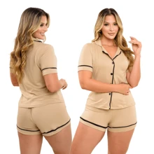 Women Pajama Sets - Beige - View 1