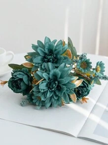 1/3/5PCS Artificial Flower, 6-Head Hydrangea, Hibiscus Rose Bouquet, Home, Bedroom, Vase, Decoration, Dining And Living Room Decorations, Wedding Decoration, Bride Holding Flower Materials, Valentine's Day, New Year Decoration, DIY Birthday Party Decoration Materials, Opening Season Campus Decorations