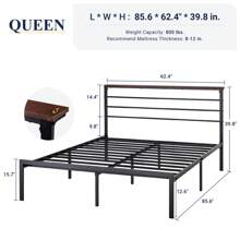 Allewie Modern Bed Frame With 4.7" Headboard Shelf, Heavy-Duty Platform Bed Frame, No Box Spring Needed, Black Shelf/ Brwon Shelf * Bed Frame Queen Queen Bed Frame Bed Frame Full Full Size Bed Frame King Size Bed Frame Twin Bed Frame Room Decor Home Decor Christmas Decor Bedroom Decor Valentine Day Decor Storage Living Room Decor Furniture House Decor - màu nâu - Xem 7