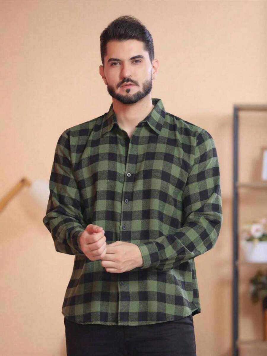 Men Shirts - Màu xanh Ô liu - Xem 1
