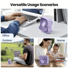 TOPK Mini Desk Fan - 3 Speeds, 4 Inch Small USB Portable Fan - 360° Rotatable Silent Desktop Fan For Home Office, Bedroom, Dorm - Indoor/Outdoor Summer Gift - Black - View 3