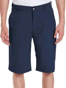 Hombres Shorts bermuda gabardina algodón con bolsillo oblicuo - Azul Marino - Ver 1