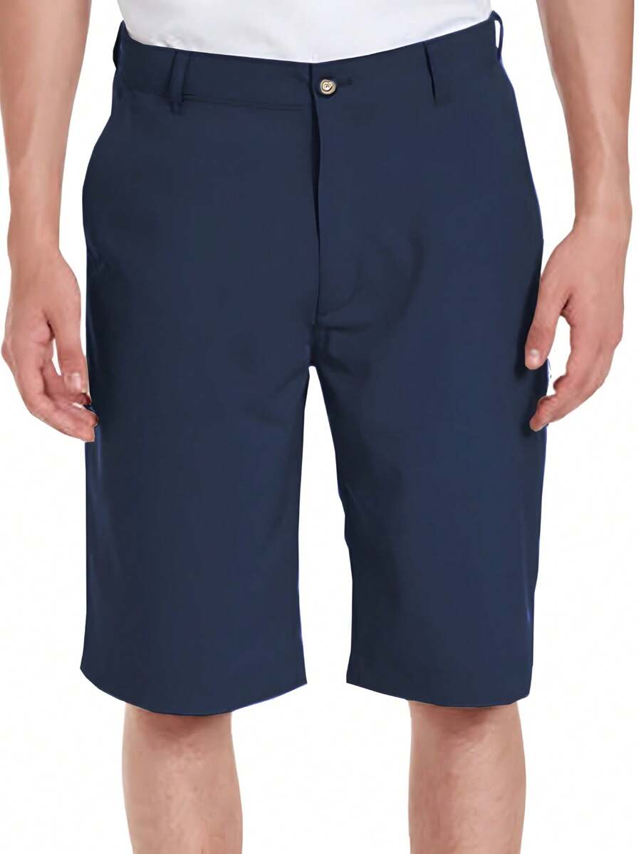 Hombres Shorts bermuda gabardina algodón con bolsillo oblicuo - Azul Marino - Ver 1