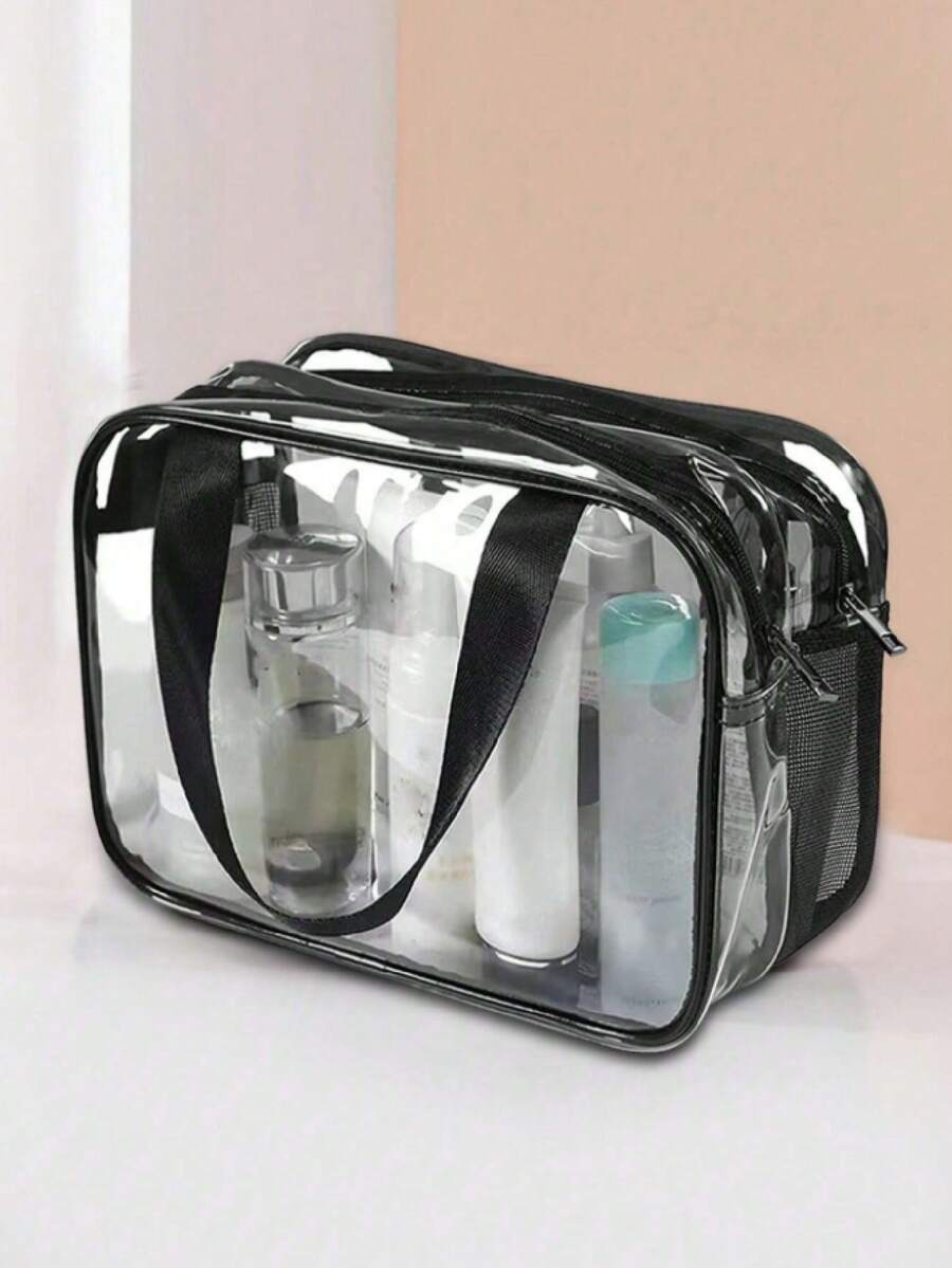 1入女性透明便攜旅行收納袋,具有大容量和多個隔層 - 彩色 - 查看 1