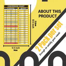 2 Sheets Conversion Chart Stickers Fraction-Decimal To Metric Conversion Chart Stickers 5.5 X 8.5 Inch Waterproof Vinyl MM To Inches Conversion Chart Toolbox Sticker, Engineer, Mechanic Decals - Yellow - View 3