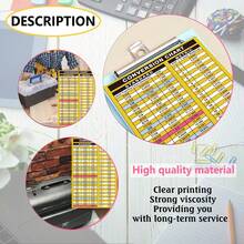2 Sheets Conversion Chart Stickers Fraction-Decimal To Metric Conversion Chart Stickers 5.5 X 8.5 Inch Waterproof Vinyl MM To Inches Conversion Chart Toolbox Sticker, Engineer, Mechanic Decals - Yellow - View 4