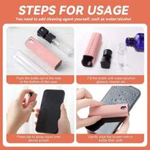 1pc 2 In 1 Microfiber Screen Cleaner Suitable For Mobile Phones, Computers, TV Navigation, Etc. Keep Your Mobile Phone Screen Clean As New(5 Colors Can Choose,Empty Bottle,Not Included Liquid)