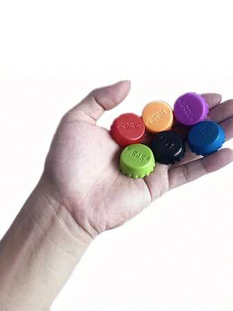 6pcs/Set Reusable Silicone Bottle Cap, Sealed Beer Lid, Kitchen Vinegar Soy Sauce Bottle, Soda Cola Wine Preservation Lid, Reusable Practical Colorful Wine Stopper For Wine Beer Beverage Bottle, Food Storage