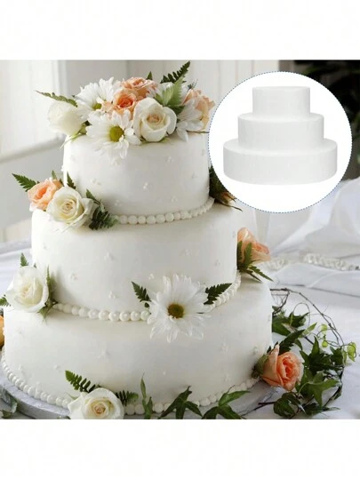 1 st fast skum rund tårtform, DIY-bakningsverktyg för tårtformning, tårtövningsbakningsmodell (engångs)