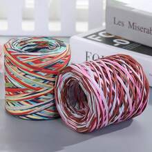 1 rollo de cuerda de paja de papel Raffia para yute de tejido a mano, embalaje de cinturón para tejer a crochet, sombreros y bolsos de verano - Multicolor - Ver 3