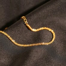 2pcs Minimalist Chain Bracelet & Necklace Jewelry Set For Women, Party/Travel Gift (Necklace Is More Like A Choker, Shorter Length)