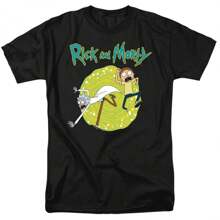 Rick And Morty Through The Portal T-Shirt - 黑色 - 查看 1
