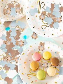 100PCS Bear-Shaped Multicolor Paper Confetti For Baby Shower, Brown & Multicolor Paper Confetti For Sprinkling, Party Table Decoration For Boys Girls,Christmas