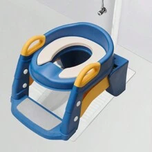 1pc Blue Kids' Toilet Seat With Ladder & Folding Step Stool For Boys & Girls