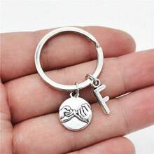 1pc A-Z Letter Keychain, Friendship Pact Silver Alloy Keyring Accessory, Gift For Women/Girls, Car Accessories, School Cute Gothic Y2K Style - Silver - View 20