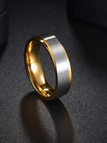 1 Anillo De Acero Inoxidable Para Hombre Entrelazado De Oro - Dorado - Ver 1