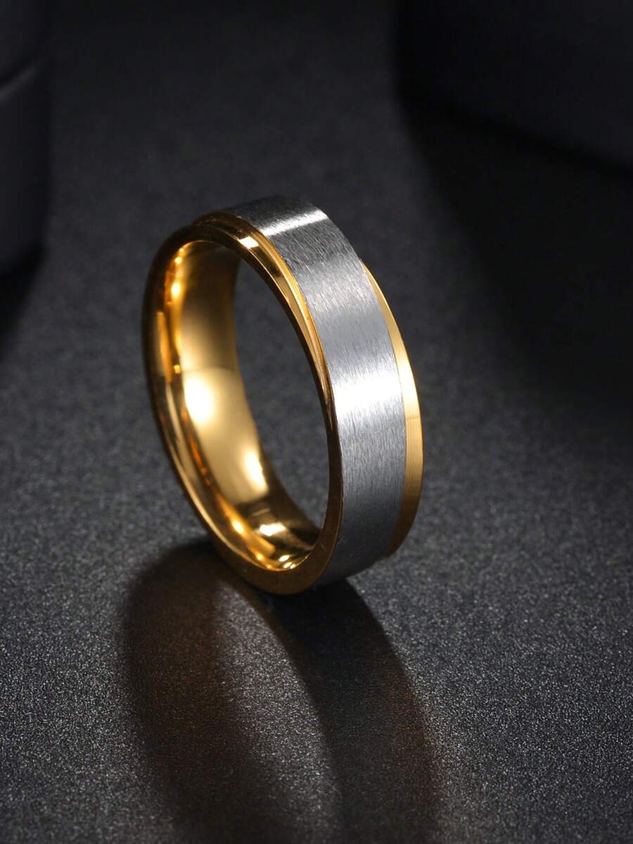1 Anillo De Acero Inoxidable Para Hombre Entrelazado De Oro - Dorado - Ver 1