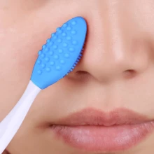 Cepillo de silicona para limpiar los puntos negros de la nariz, cepillo exfoliante de doble cara suave, herramienta de masaje áspera para el cuidado de la piel facial, limpieza facial para hombres y mujeres, incluye bolsa organizadora y almacenamiento
