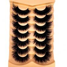 HBZGTLAD Falsche Wimpern, flauschige künstliche Nerz-Wimpern, Katzenaugen-Look, 22 mm, wischig lang, 8D-Volumen, Kunstwimpern-Streifen, 7 Paar Pack, Wimpern, Falsche Wimpern