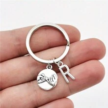1pc A-Z Letter Keychain, Friendship Pact Silver Alloy Keyring Accessory, Gift For Women/Girls, Car Accessories, School Cute Gothic Y2K Style - Silver - View 19