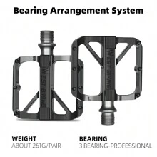 WEST BIKING 1對含卡扣的鋁合金公路車踏板,防滑快拆式自行車踏板套裝 - 黑色 - 查看 3