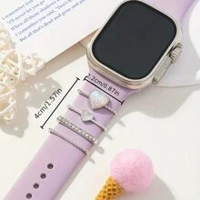 4入組簡約心形和華麗鑲嵌鋅合金智能手錶表帶適配器,適用於38/40/41/42/44/45/49mm蘋果手錶超/se/9/8/7/6/5/4/3/2/1 - 均碼 - 查看 2