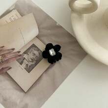 復古毛絨頭髮夾，兔耳朵和鑽石裝飾，適用於女士齊瀏海髮型，側面髮夾，2024秋/冬 - 彩色 - 查看 5