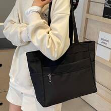 女士多口袋手提包，便携，可折叠，可用作单肩包、斜挎包、学生背包、办公文件包、大容量购物包书包，返校背包，大容量，轻便，便携，适合少女、女大学生，非常适合返校、大学、初中、高中，大型校园手提包，多个隔层，非常适合海滩、学校、工作和日常使用