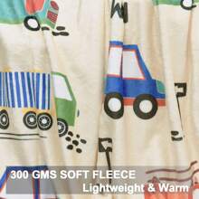 1只卡通玩具車紋絨毛毯,現代款式的長方形聚酯短纖毯子,適用於各種場合 - 彩色 - 查看 7