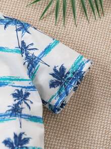 Conjunto de shorts de manga corta premium para vacaciones en la playa - Azul - Ver 5