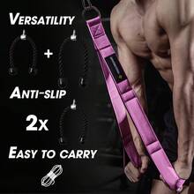 Manueklear Mango De Cuerda De Tríceps Con 6 Agujeros De Sujeción, Proporciona Un Mayor Rango De Movimiento, Utilizado Para Jalones De Tríceps, Jalones Para Sentarse, Jalones Faciales Y Otros Ejercicios En Gimnasio Profesional - Rosa - Ver 4