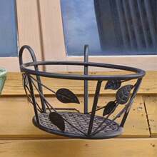 1pc Balcony Flower Rack Household Iron Hanging Flower Pot, Hanging Rack, Railing Succulent Green Flower Rack, Indoor Storage Rack. - Multicolor - View 3
