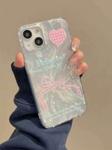 Ins風格夢幻羽毛&蝴蝶結&心形軟殼手機殼,適用於蘋果iphone 15 Pro Max/14/12/11/13 Pro Max,韓國時尚,防震 - 白色 - 查看 1