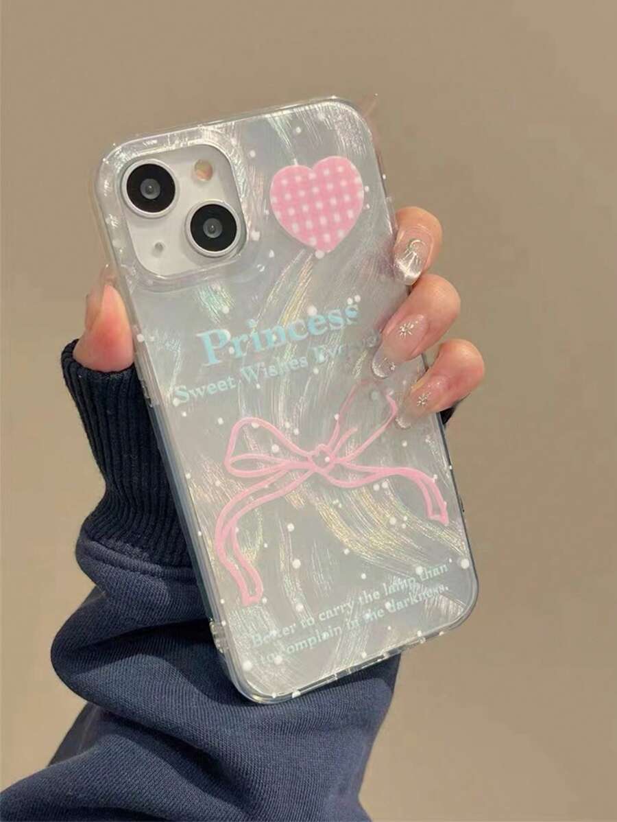 Ins風格夢幻羽毛&蝴蝶結&心形軟殼手機殼,適用於蘋果iphone 15 Pro Max/14/12/11/13 Pro Max,韓國時尚,防震 - 白色 - 查看 1