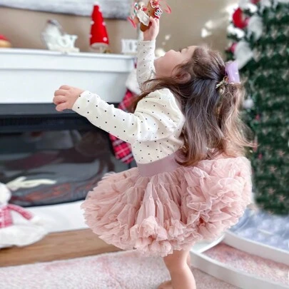 Young Girl 1pc Lovely Princess Tulle Festive Party Tutu Skirt, Suitable For All Seasons