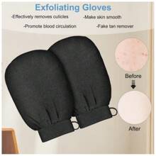4入組去角質手套,身體去角質手套,雙面身體擦洗手套,去除死皮手套,深層身體擦洗女性和男性沐浴去角質淋浴手套(黑色) - 黑色 - 查看 2
