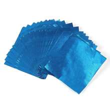 100 Piezas Papel De Envoltura De Aluminio Dorado Para Golosinas, Chocolatinas, Galletas, Papel De Embalaje De Manualidades De Regalo De Metal Diy Con Relieve - Azul - Ver 2