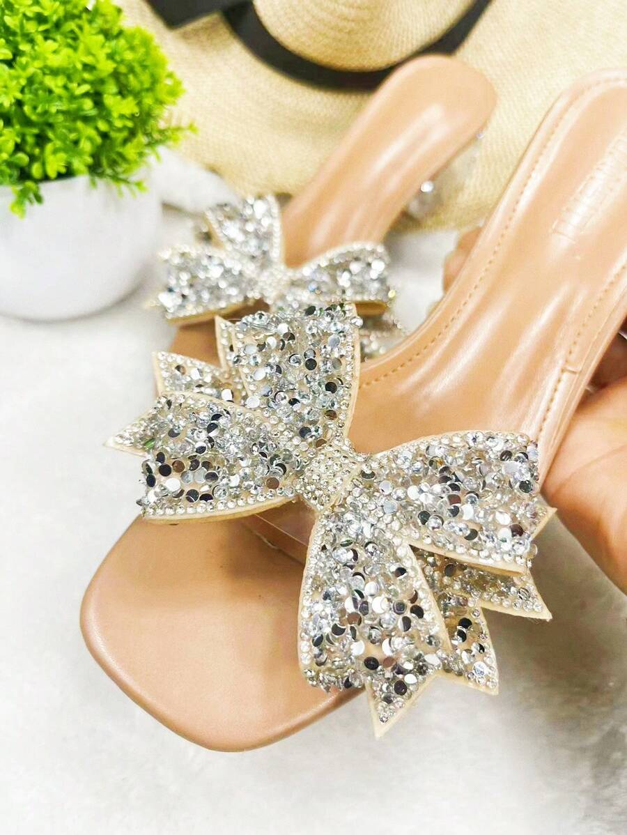 1 Pair Detachable Flower Shoe Clips With Full Rhinestone Double Layer Decoration, Suitable For High Heels And Sandals - Apricot - View 1